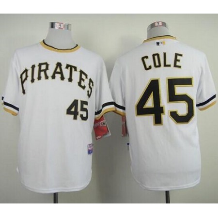 Pirates #45 Gerrit Cole White Alternate 2 Cool Base Stitched MLB Jersey