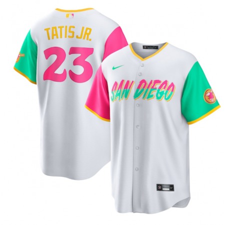 Men's San Diego Padres #23 Fernando Tatis Jr. 2022 White City Connect Cool Base Stitched Jersey