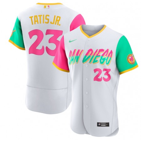 Men's San Diego Padres #23 Fernando Tatis Jr. 2022 White City Connect Flex Base Stitched Baseball Jersey