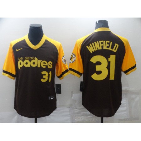 Men's San Diego Padres #31 Dave Winfield Brown Stitched Jersey