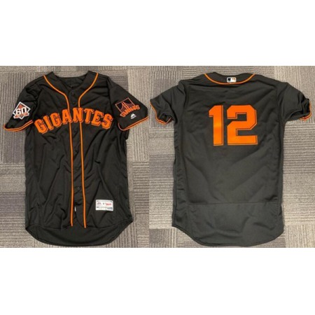 Men's San Francisco Giants #12 Joe Panik Black 2018 Flex Base Stitched Jersey