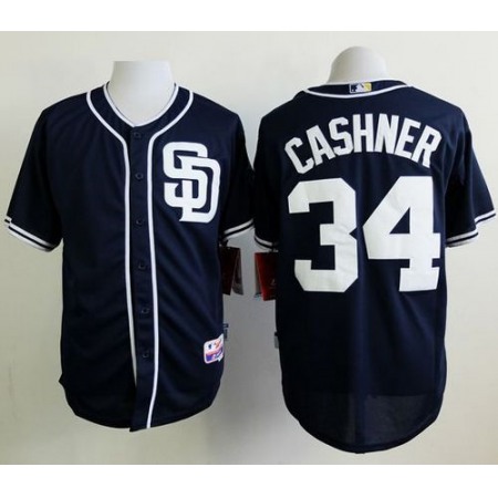 Padres #34 Andrew Cashner Dark Blue Alternate 1 Cool Base Stitched MLB Jersey