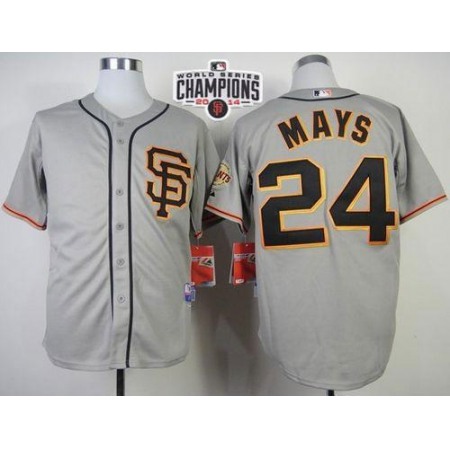 Giants #24 Willie Mays Grey Road 2 Cool Base W/2014 World Series Champions Patch Stitched MLB Jersey