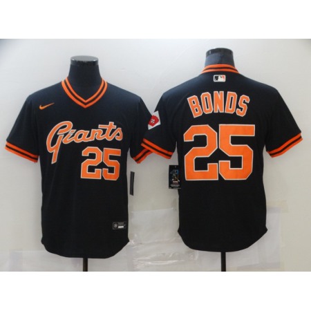 Men's San Francisco Giants #25 Barry Bonds Black Cool Base Stitched Jersey