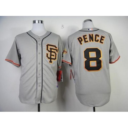 Giants #8 Hunter Pence Grey Road 2 Cool Base Stitched MLB Jersey