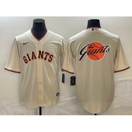 Men's San Francisco Giants Cream Team Big Logo Cool Base Stitched Baseball Jersey