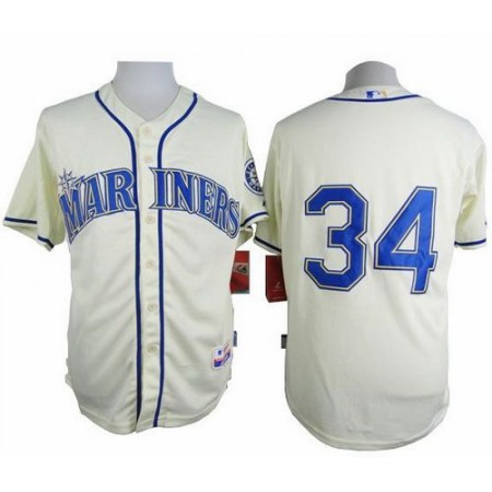 Mariners #34 Felix Hernandez Cream Alternate Cool Base Stitched MLB Jersey