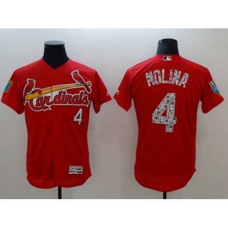 Men's St. Louis Cardinals #4 Yadier Molina Red 2018 Spring Training Flexbase Stitched MLB Jersey