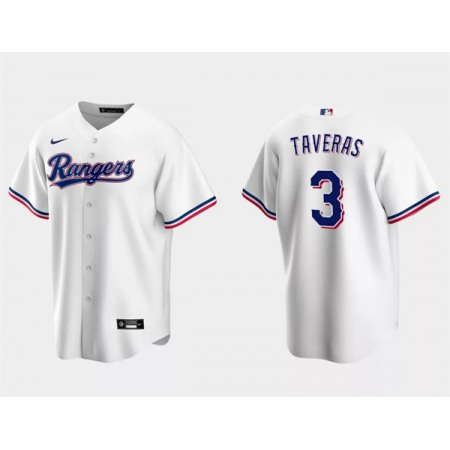 Men's Texas Rangers #3 Leody Taveras White Cool Base Stitched Baseball Jersey