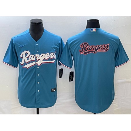 Men's Texas Rangers Blue Team Big Logo Cool Base Stitched Baseball Jersey