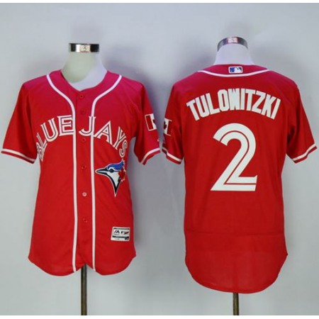 Blue Jays #2 Troy Tulowitzki Red Flexbase Authentic Collection Canada Day Stitched MLB Jersey