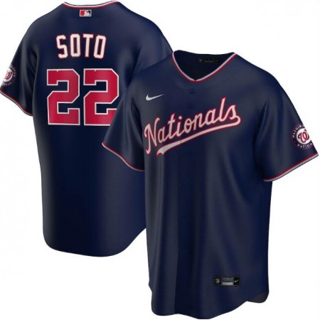 Men's Washington Nationals #22 Juan Soto Navy Cool Base Stitched Jersey