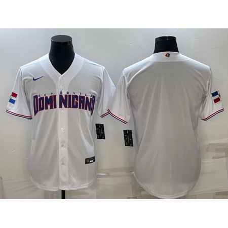 Men's Dominican Republic Baseball Blank 2023 White World Baseball Classic Stitched Jersey