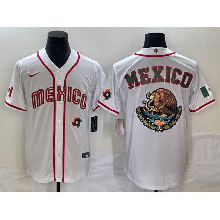 Men's Mexico Baseball 2023 White Team Big Logo World Baseball Classic Stitched Jersey