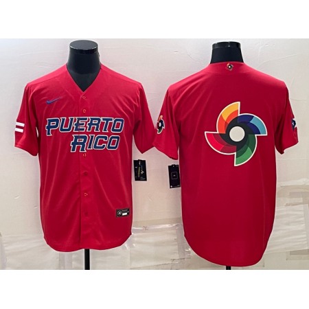 Men's Puerto Rico Baseball 2023 Red World Baseball Big Logo With Patch Classic Stitched Jersey