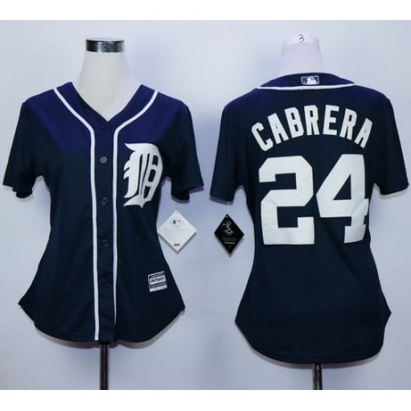 Tigers #24 Miguel Cabrera Navy Blue Women's Fashion Stitched MLB Jersey