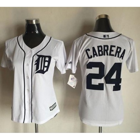 Tigers #24 Miguel Cabrera White Women's Fashion Stitched MLB Jersey