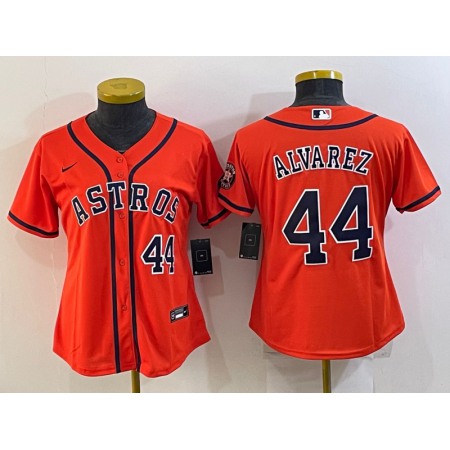 Women's Houston Astros #44 Yordan Alvarez Orange With Patch Cool Base Stitched Baseball Jersey(Run Small)