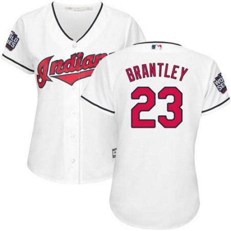 indians #23 Michael Brantley White 2016 World Series Bound Women's Home Stitched MLB Jersey