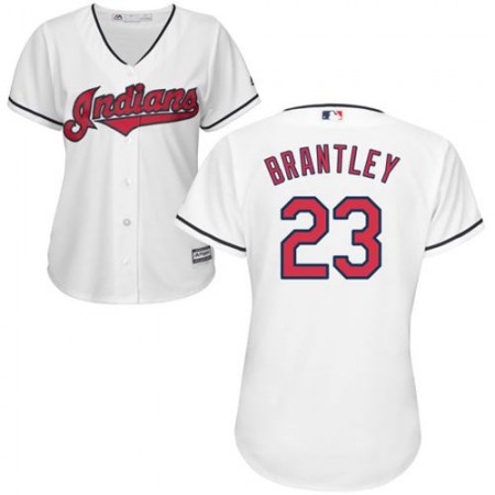 indians #23 Michael Brantley White Women's Home Stitched MLB Jersey