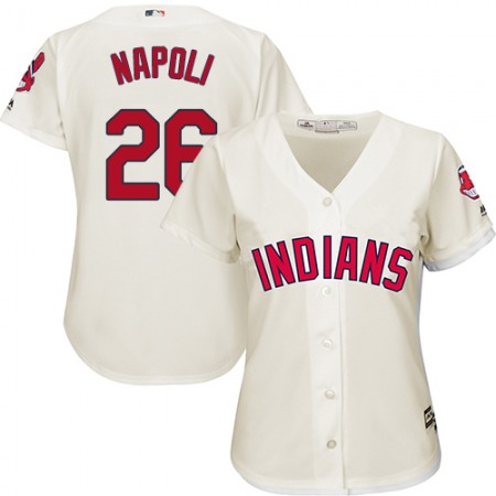 indians #26 Mike Napoli Cream Women's Alternate Stitched MLB Jersey