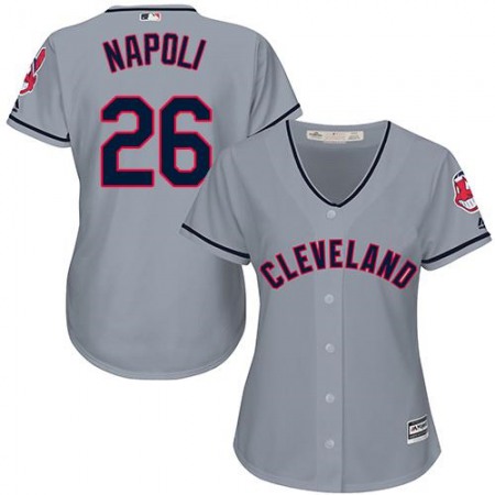 indians #26 Mike Napoli Grey Women's Road Stitched MLB Jersey