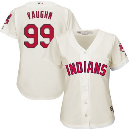 indians #99 Ricky Vaughn Cream Women's Alternate Stitched MLB Jersey