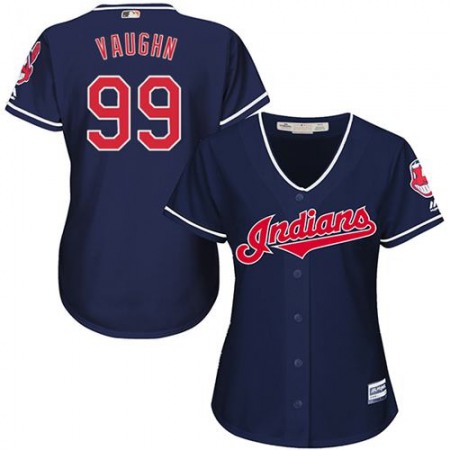 indians #99 Ricky Vaughn Navy Blue Women's Alternate Stitched MLB Jersey