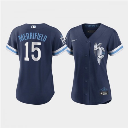 Women's Kansas City Royals #15 Whit Merrifield 2022 Navy City Connect Cool Base Stitched Jersey(Run Small)