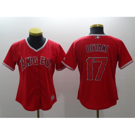 Women's Los Angeles Angels #17 Shohei Ohtani Red Cool Base Stitched MLB Jersey