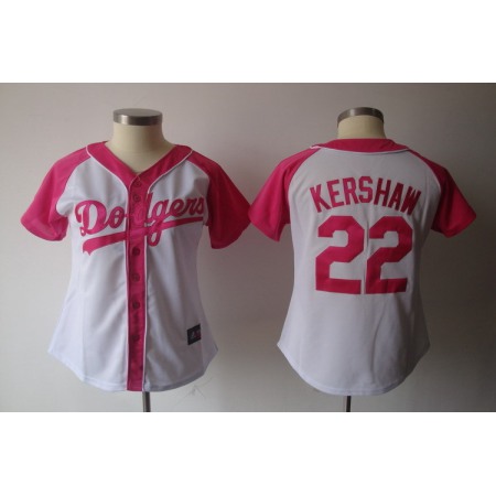 Women's Los Angeles Dodgers #22 Clayton Kershaw White Splash Fashion Stitched MLB Jersey