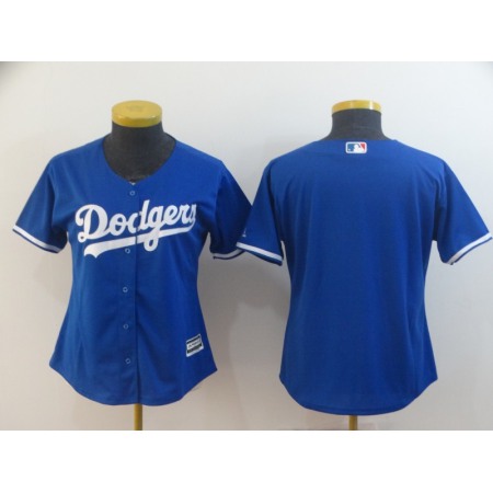 Women's Los Angeles Dodgers Blue Blank Cool Base Stitched MLB Jersey(Run Small)