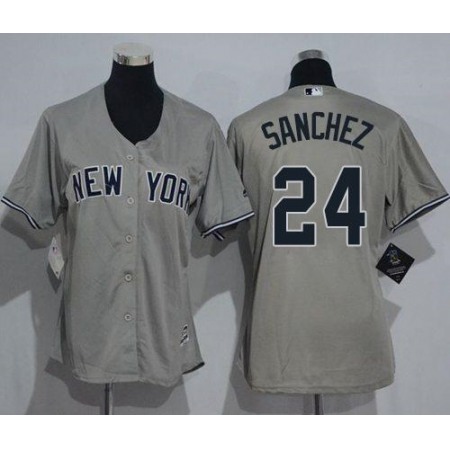 Yankees #24 Gary Sanchez Grey Women's Road Stitched MLB Jersey