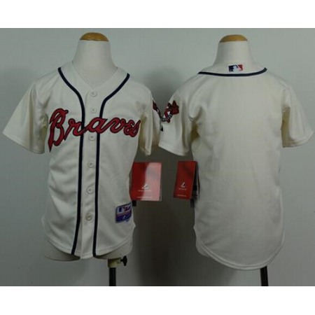 Braves Blank Cream Cool Base Stitched Youth MLB Jersey