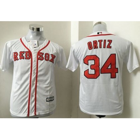 Red Sox #34 David Ortiz White Cool Base Stitched Youth MLB Jersey