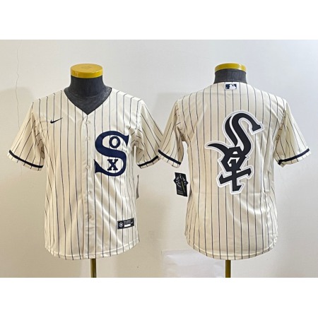 Youth Chicago White Sox Cream Team Big Logo Stitched Jersey 01