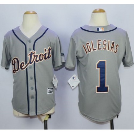 Tigers #1 Jose iglesias Grey Cool Base Stitched Youth MLB Jersey