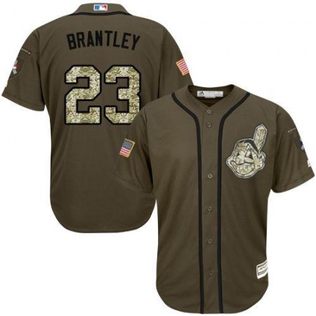 indians #23 Michael Brantley Green Salute to Service Stitched Youth MLB Jersey