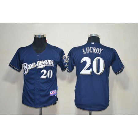 Brewers #20 Jonathan Lucroy Blue Cool Base Stitched Youth MLB Jersey