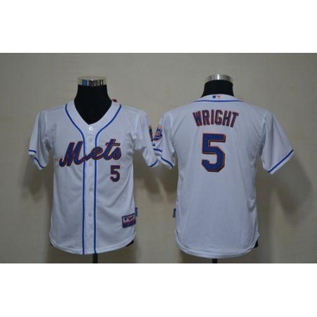 Mets #5 David Wright White Cool Base Stitched Youth MLB Jersey