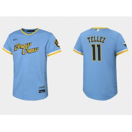 Youth Milwaukee Brewers #11 Rowdy Tellez 2022 Powder Blue City Connect Stitched Jersey