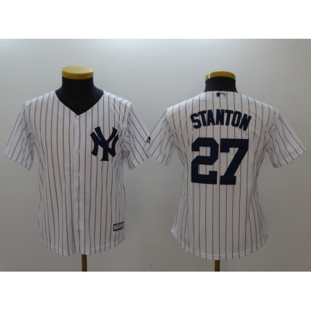 Youth New York Yankees #27 Giancarlo Stanton White Cool Base Stitched MLB Jersey