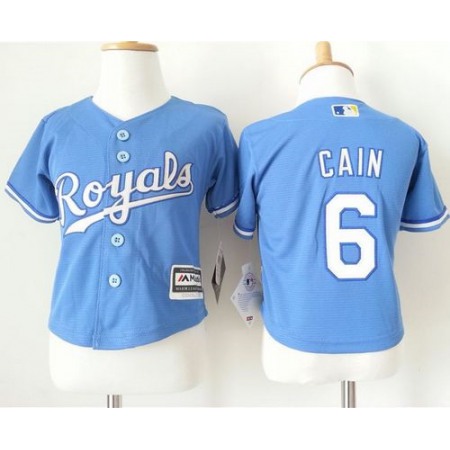 Toddler Royals #6 Lorenzo Cain Light Blue Alternate 1 Cool Base Stitched MLB Jersey