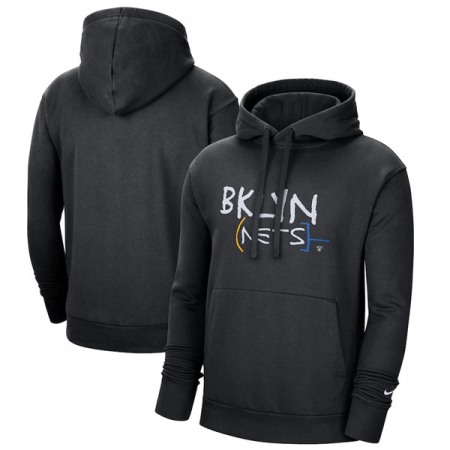 Men's Brooklyn Nets 2021 Black City Edition Essential Logo Fleece Pullover Hoodie