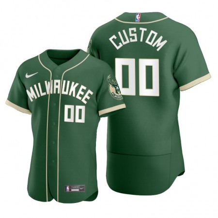 Men's Milwaukee Bucks Customized 2020 Green NBA X MLB Crossover Edition Stitched Jersey