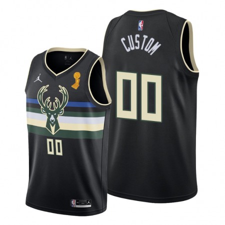 Men's Milwaukee Bucks Customized 2021 Black Finals Champions Stitched Jersey