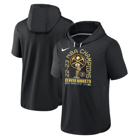 Men's Denver Nuggets Black 2022-23 Champions Performance Short Sleeve Pullover Hoodie