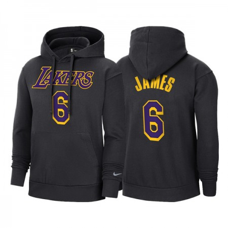 Men's Los Angeles Lakers #6 LeBron James 2021 Black Pullover Hoodie