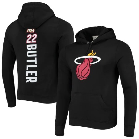 Men's Miami Heat #22 Jimmy Butler Black Team Playmaker Name & Number Pullover Hoodie