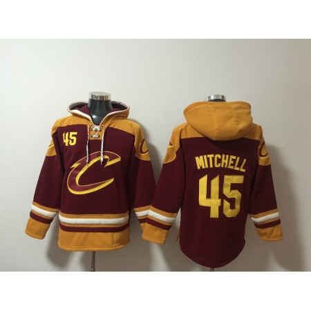 Men's Cleveland Cavaliers #45 Donovan Mitchell Red Ageless Must-Have Lace-Up Pullover Hoodie